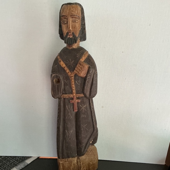 Vintage Folk Art hand carved polychrome wood santos